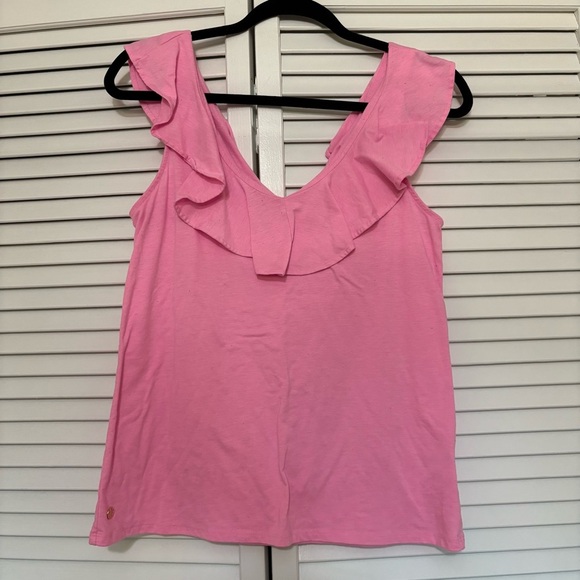 Lilly Pulitzer Tops - Lilly Pulitzer Pink Ruffled Tank Top